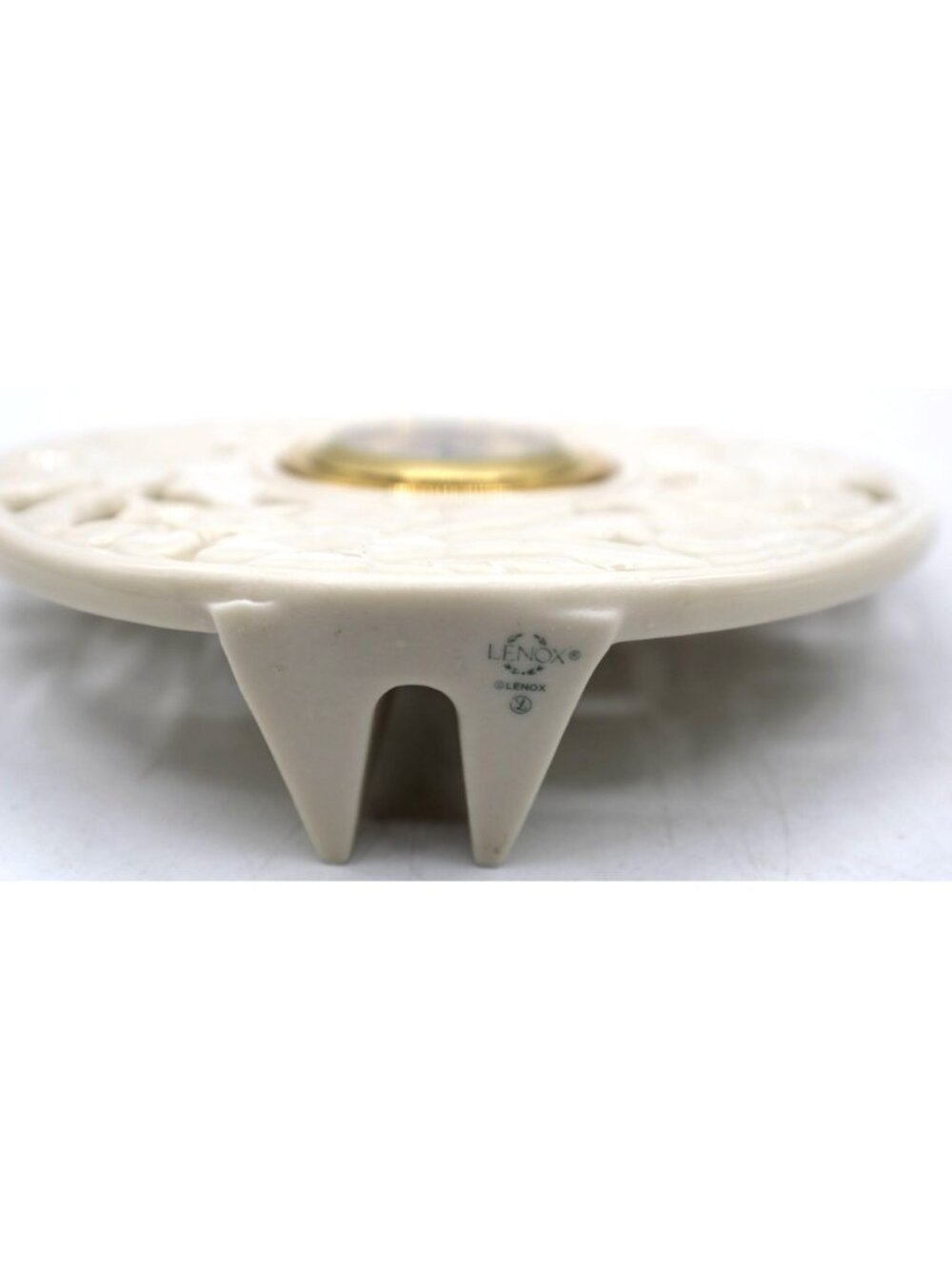 Lenox Floral Timely Traditions Carved Clock Round Porcelain Table Desk Accent - Picture 4 of 9